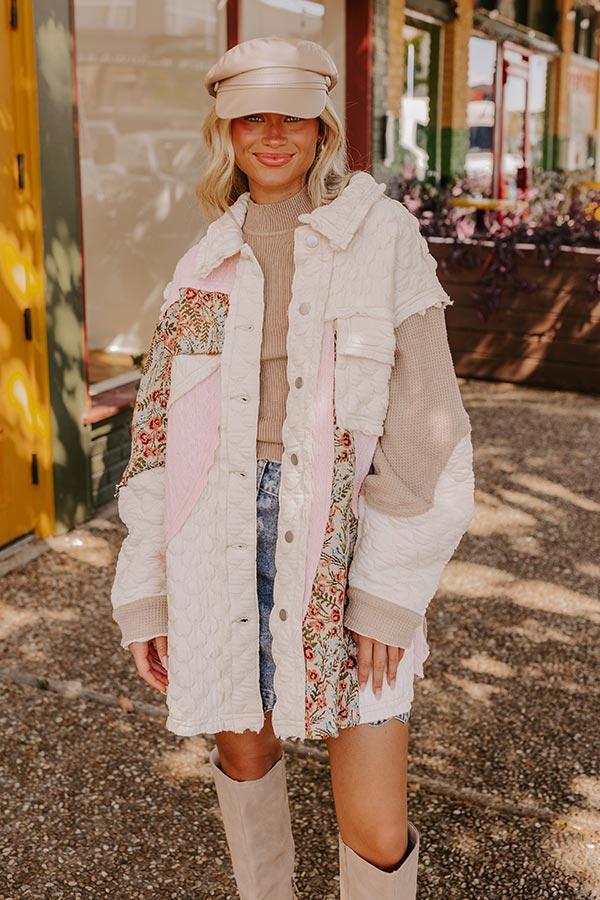 Cozy Mindset Color Block Jacket in Ivory Product Image