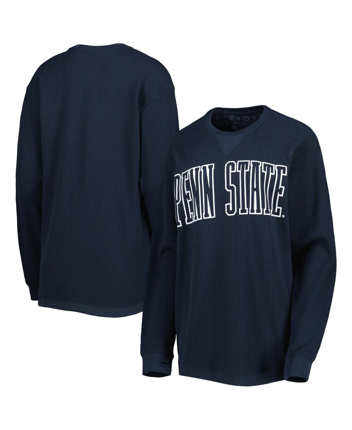 Womens Pressbox Penn State Nittany Lions Surf Plus Size Southlawn Waffle-Knit Thermal Tri-Blend Long Sleeve T-Shirt Blue Product Image