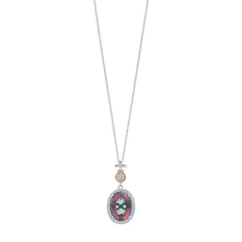 Rosabella Sterling Silver Rainbow Quartz & White Topaz Pendant Necklace, Womens Two Tone Product Image