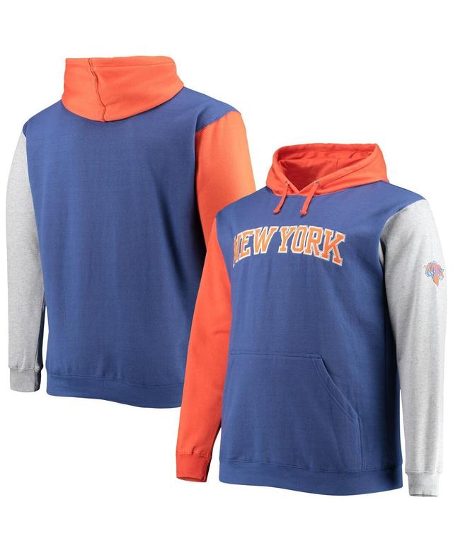 Mens Fanatics Branded Royal/Orange New York Knicks Big & Tall Double Contrast Pullover Hoodie Product Image