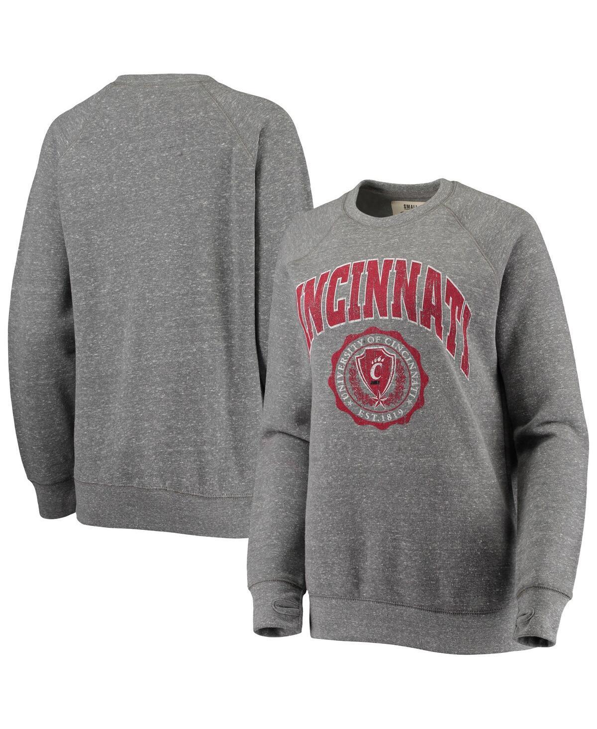 Womens Pressbox Heathered Gray Cincinnati Bearcats Edith Vintage-Like Knobi Raglan Pullover Sweatshirt Product Image