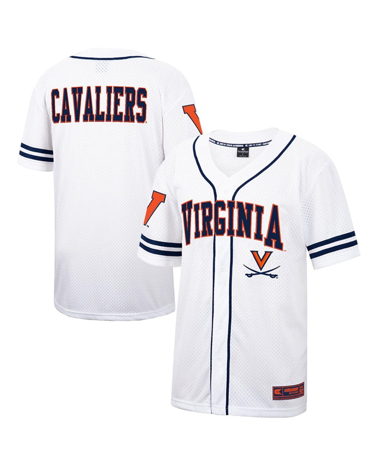 Mens Colosseum White and Navy Virginia Cavaliers Free Spirited Baseball Jersey - White, Navy Product Image