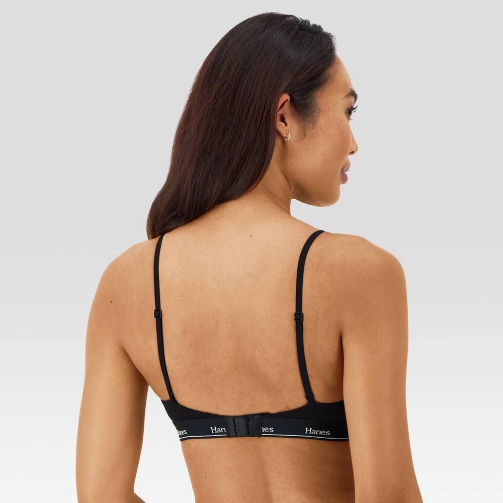 Hanes Originals Women's 2pk Stretch Triangle Bralette MHT102 - Black/Camel XXL Product Image