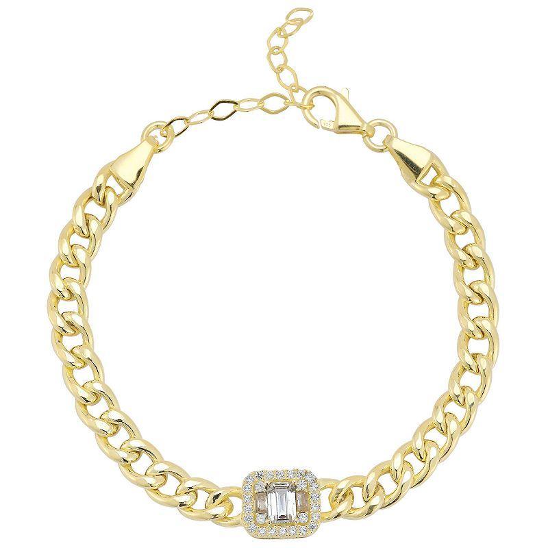 Sunkissed Sterling Cubic Zirconia Curb Chain Bracelet, Womens Yellow Product Image