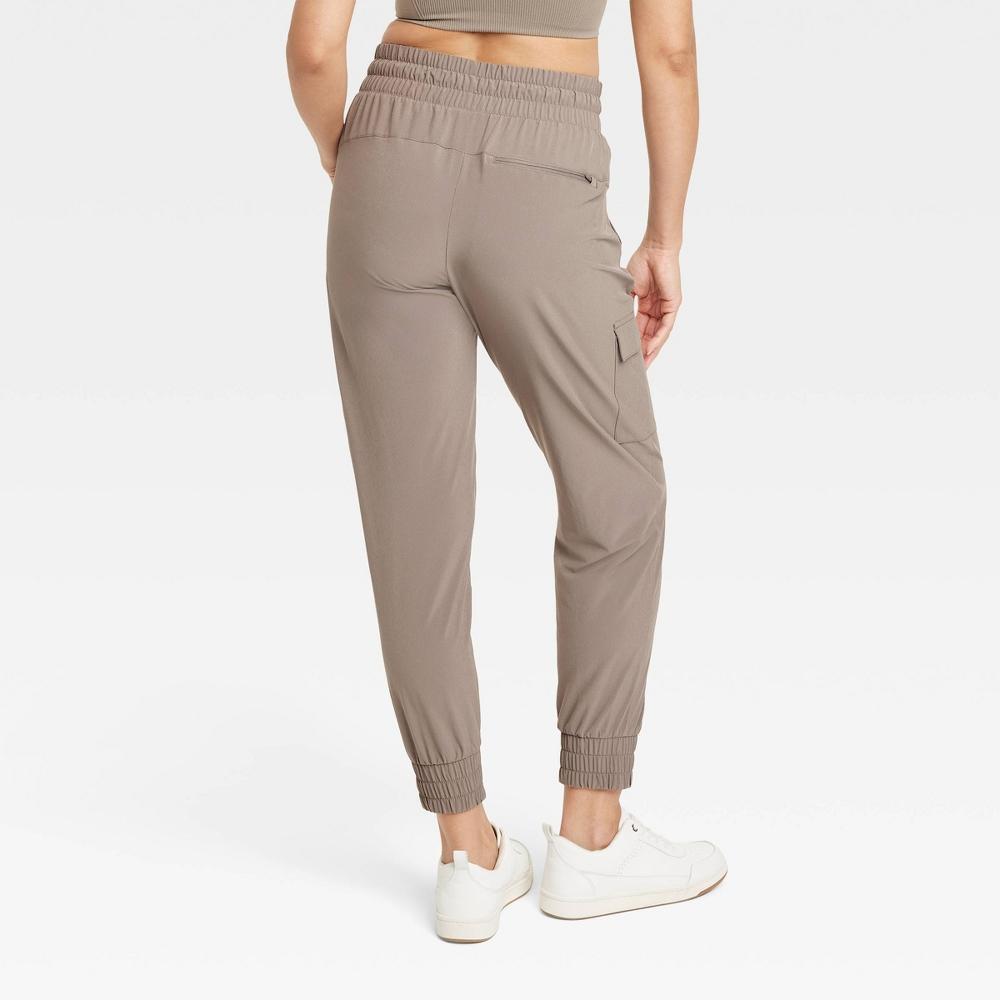 Womens Flex Woven Mid-Rise Cargo Joggers - All In Motion Taupe XL Product Image