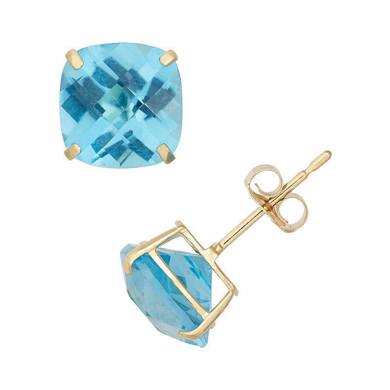 Designs by Gioelli Lab-Created Aquamarine 10k Gold Stud Earrings, Womens, Blue Product Image