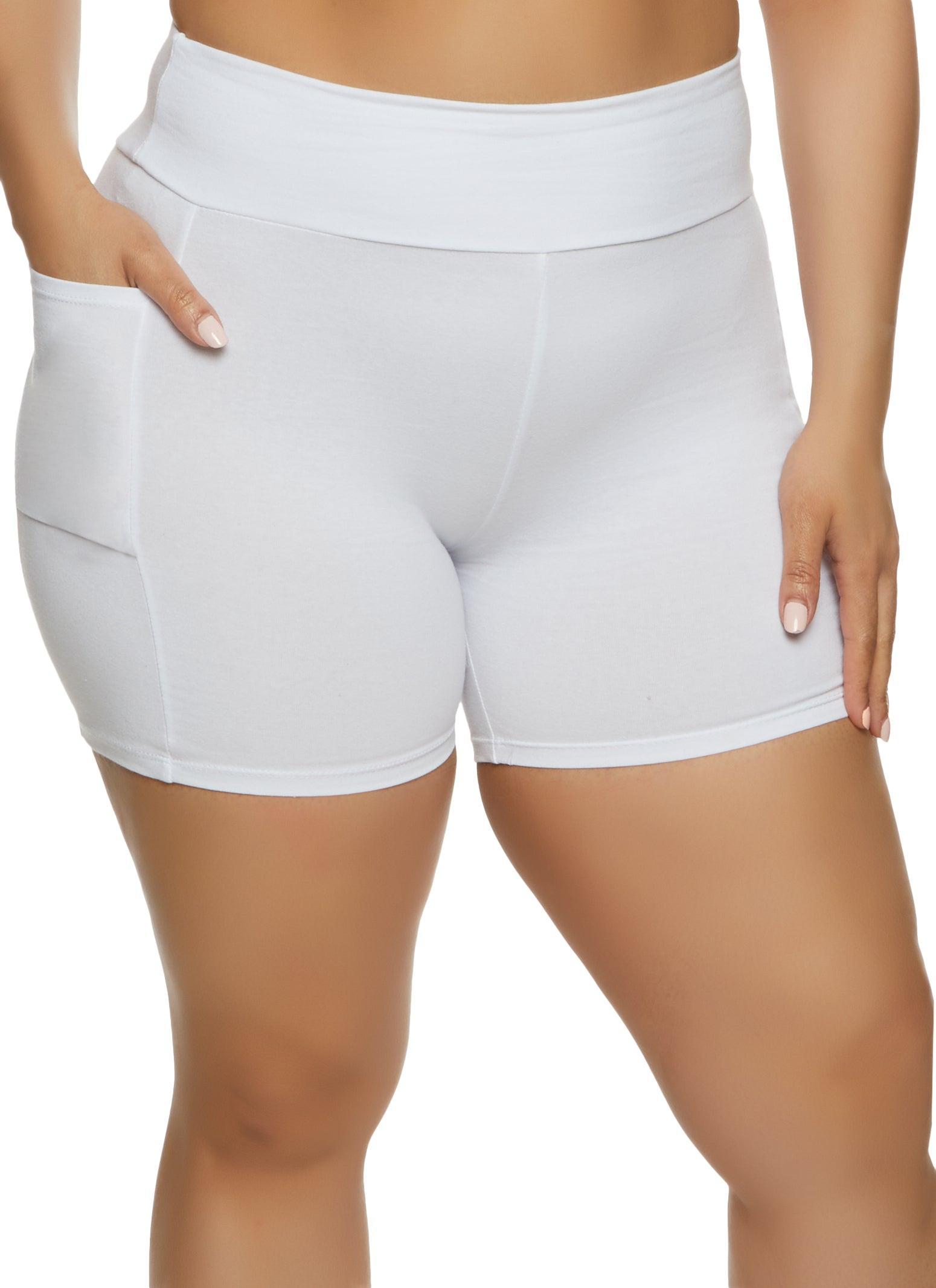 Womens Plus Size Basic Cell Phone Pocket Biker Shorts Product Image