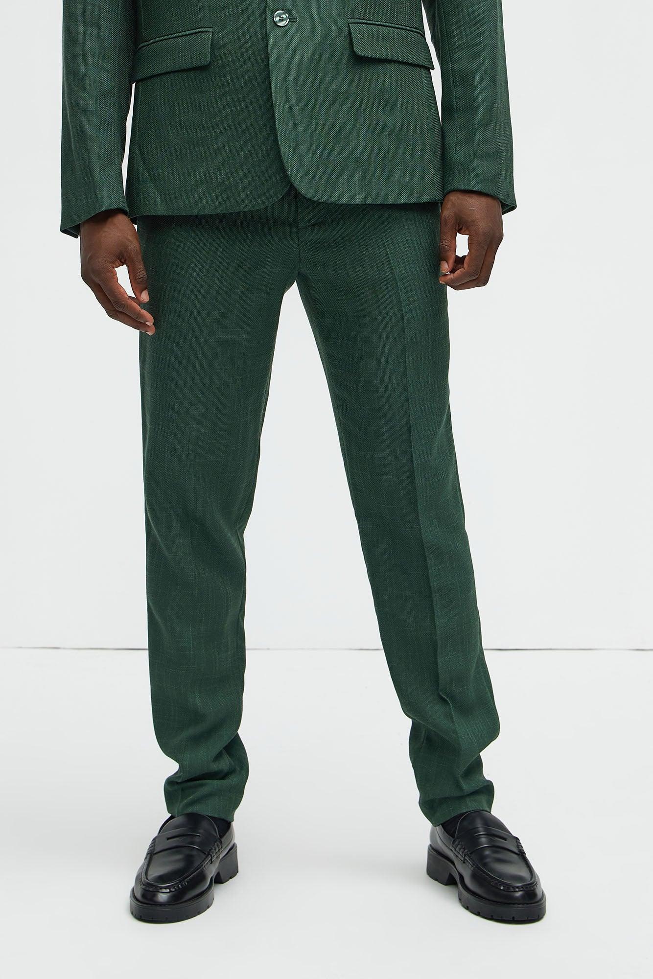 Shepton Solid Texture Slim Trousers - Green Product Image