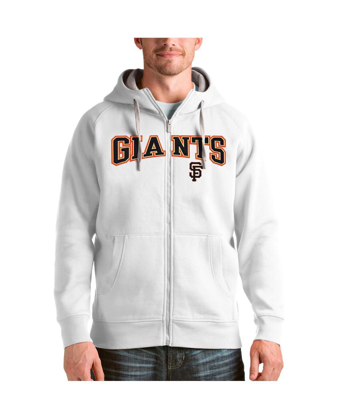 Antigua Mens White San Francisco Giants Team Logo Victory Full-Zip Hoodie Product Image