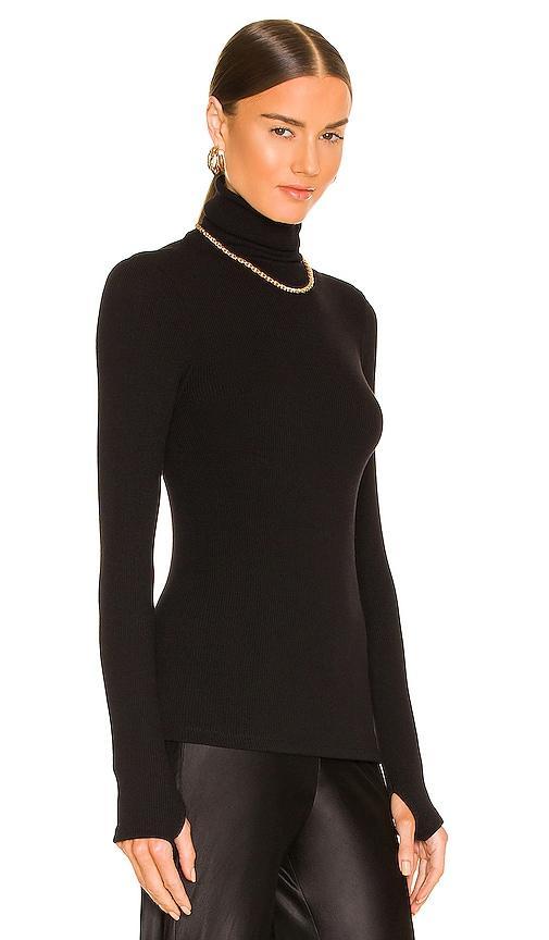 Enza Costa Sweater Knit Long Sleeve Turtleneck in Black. - size L (also in M, S, XS) Product Image