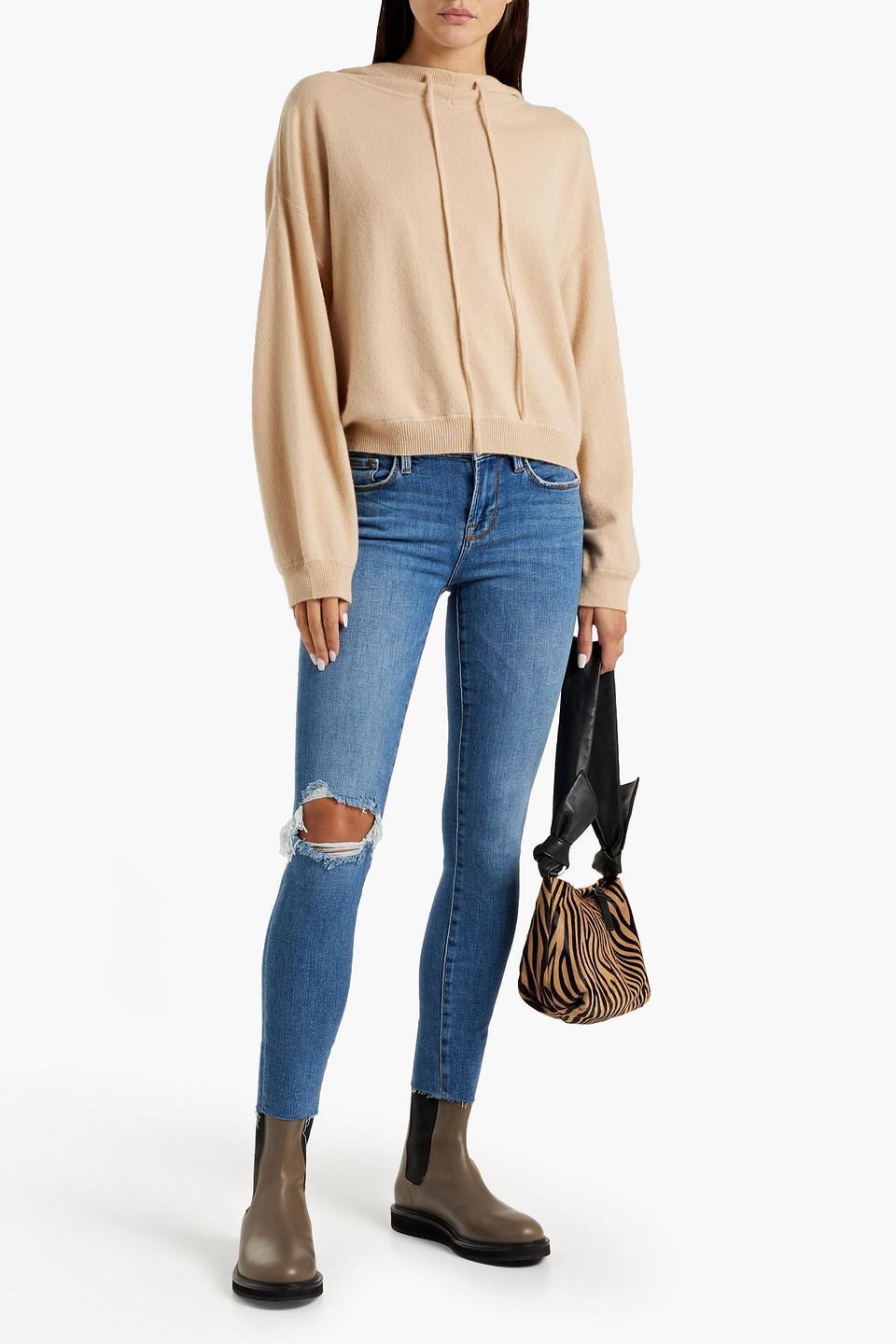 Le Skinny De Jeanne Cropped Distressed Mid-rise Skinny Jeans In Mid Denim Product Image