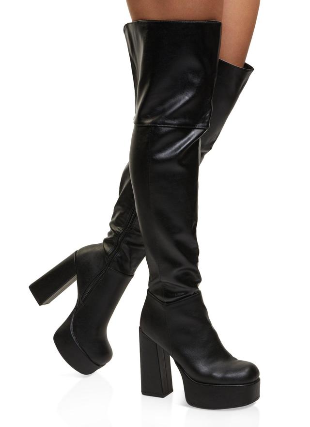 Womens Platform Side Zip Over the Knee Boots Product Image