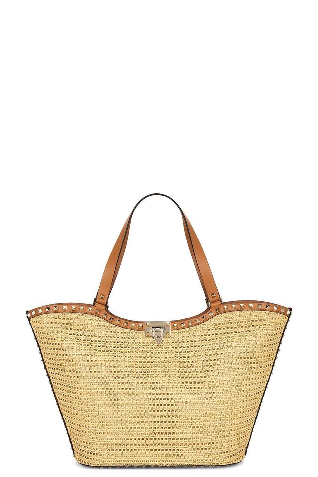 Valentino Garavani Rockstud Tote Bag in Beige Product Image