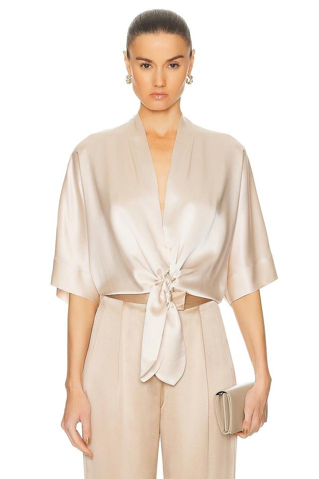 The Sei Dolman Tie Front Blouse in Beige Product Image