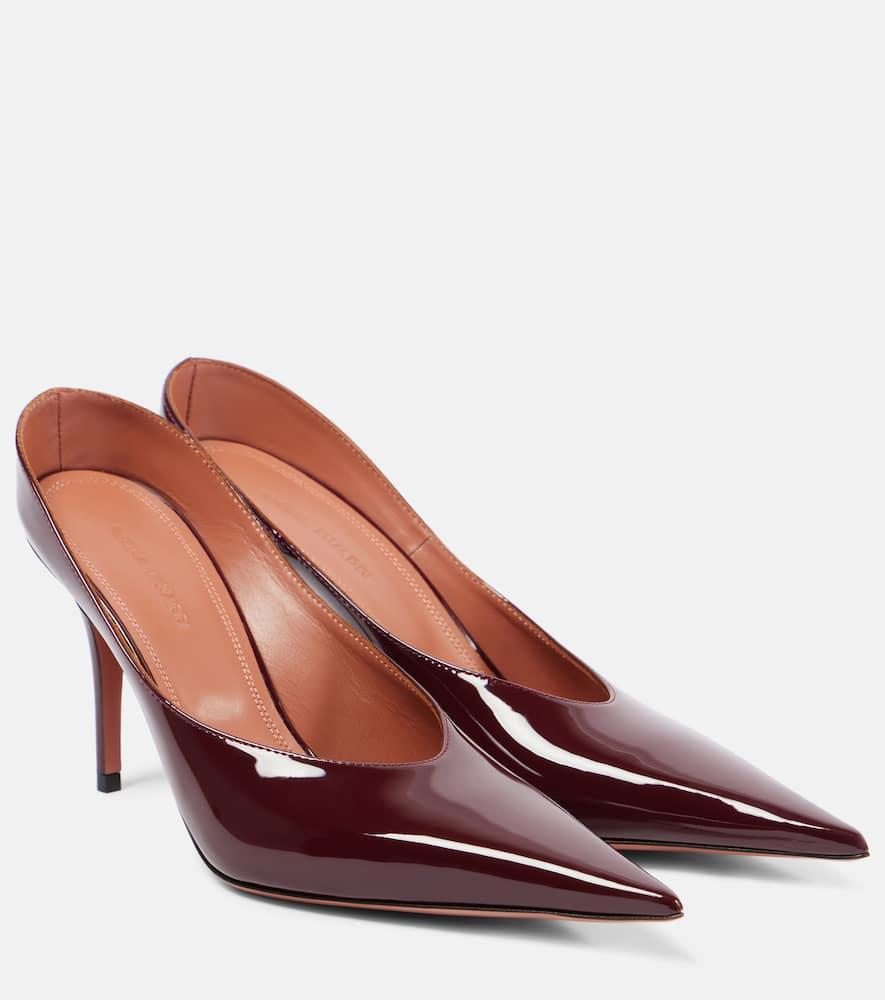 AMINA MUADDI Glossy Leather Stiletto Heel Pumps In Burgund Product Image