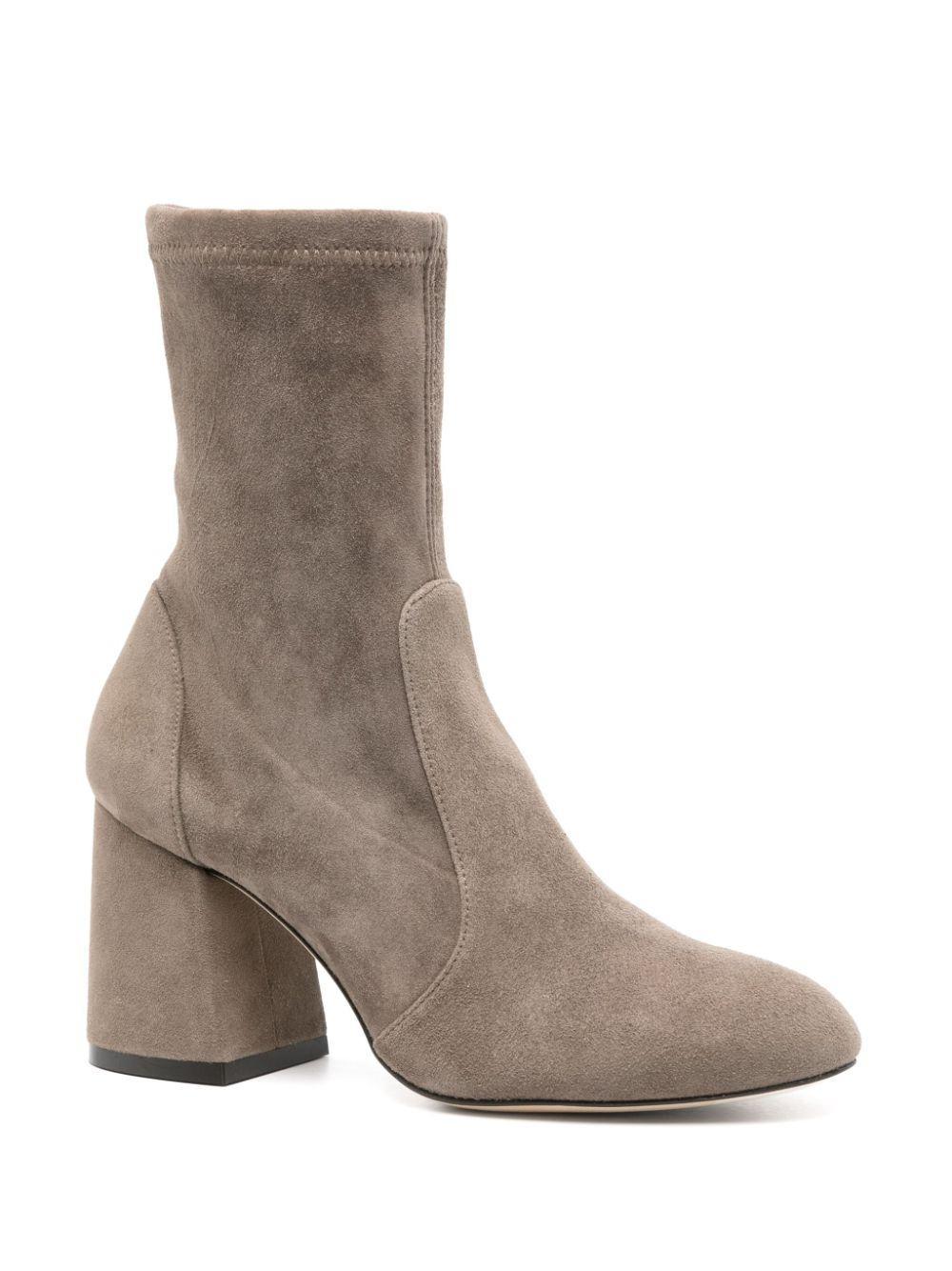 STUART WEITZMAN Flareblock 85 Stretch Bootie Stone In Gray Product Image