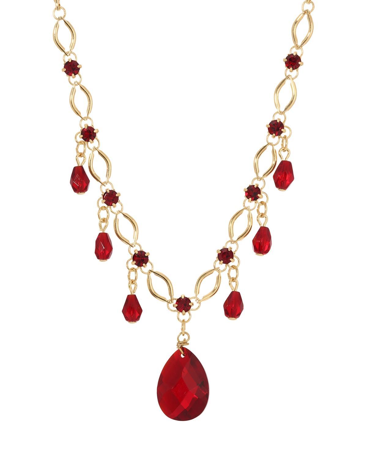 1928 Gold Tone Red Bead Necklace, Womens Product Image