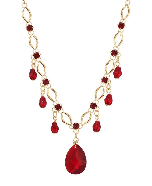 1928 Gold Tone Red Bead Necklace, Womens Product Image