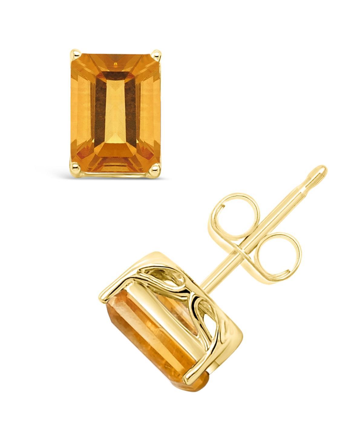 Alyson Layne 14k Gold Emerald Cut Amethyst Stud Earrings, Womens Product Image