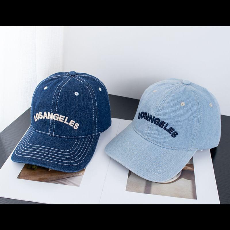 Embroidered Letter Denim Baseball Cap Product Image