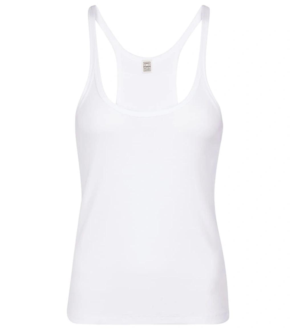 TOTÊME Ribbed Stretch Organic Cotton-jersey Tank In White Product Image