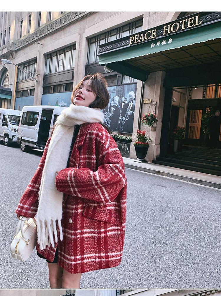 Plaid Oversized Double-Breasted Coat Product Image