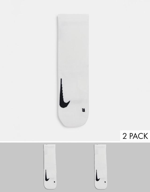 Nike Running Multiplier 2 pack crew socks in white Product Image