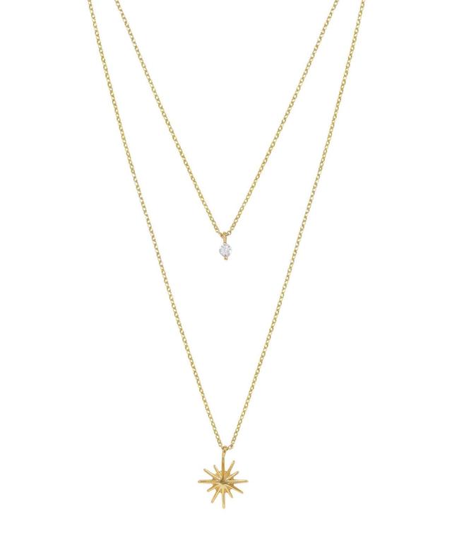 Ettika Cubic Zirconia & Starburst Layered Pendant Necklace in 18K Gold Plated, 15-17 Product Image