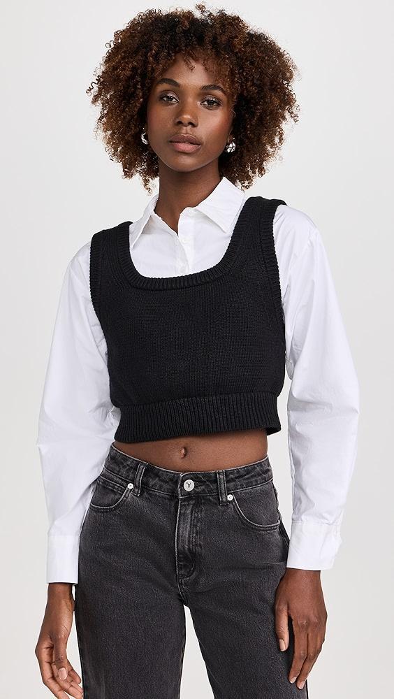 English Factory Cropped Knit Top Over Shirt | Shopbop product image