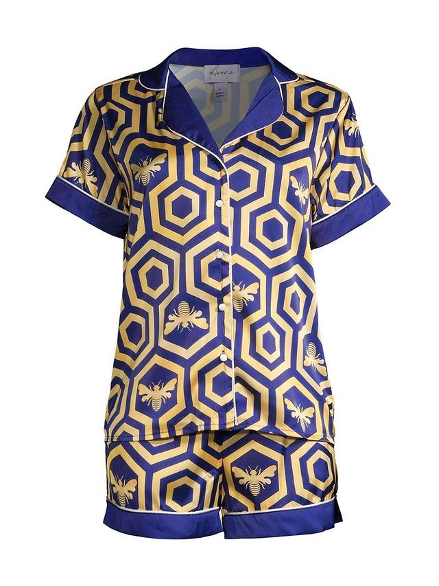 Womens Colbee Honeycomb Print Short Pajama Set Product Image