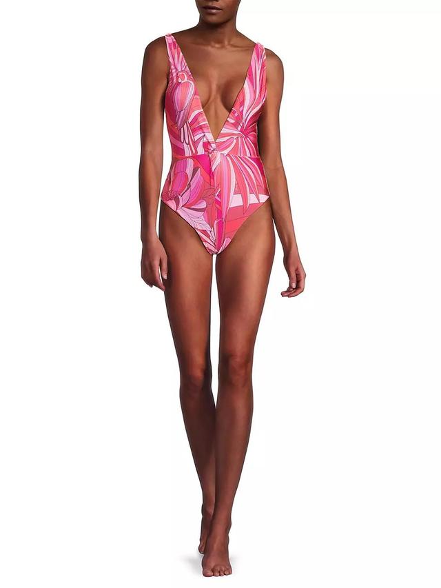 Endless Summer Abstract Plunge One-Piece Swimsuit Product Image