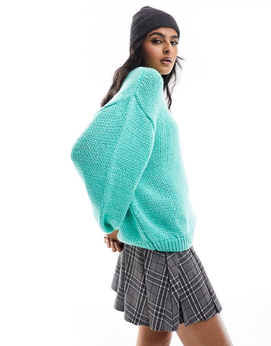 ASOS DESIGN oversized crew neck sweater with balloon sleeves Product Image