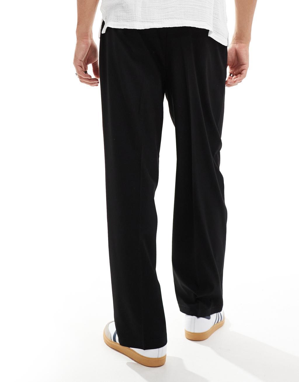 ADPT wide fit pants in black with front pleat     Product Image