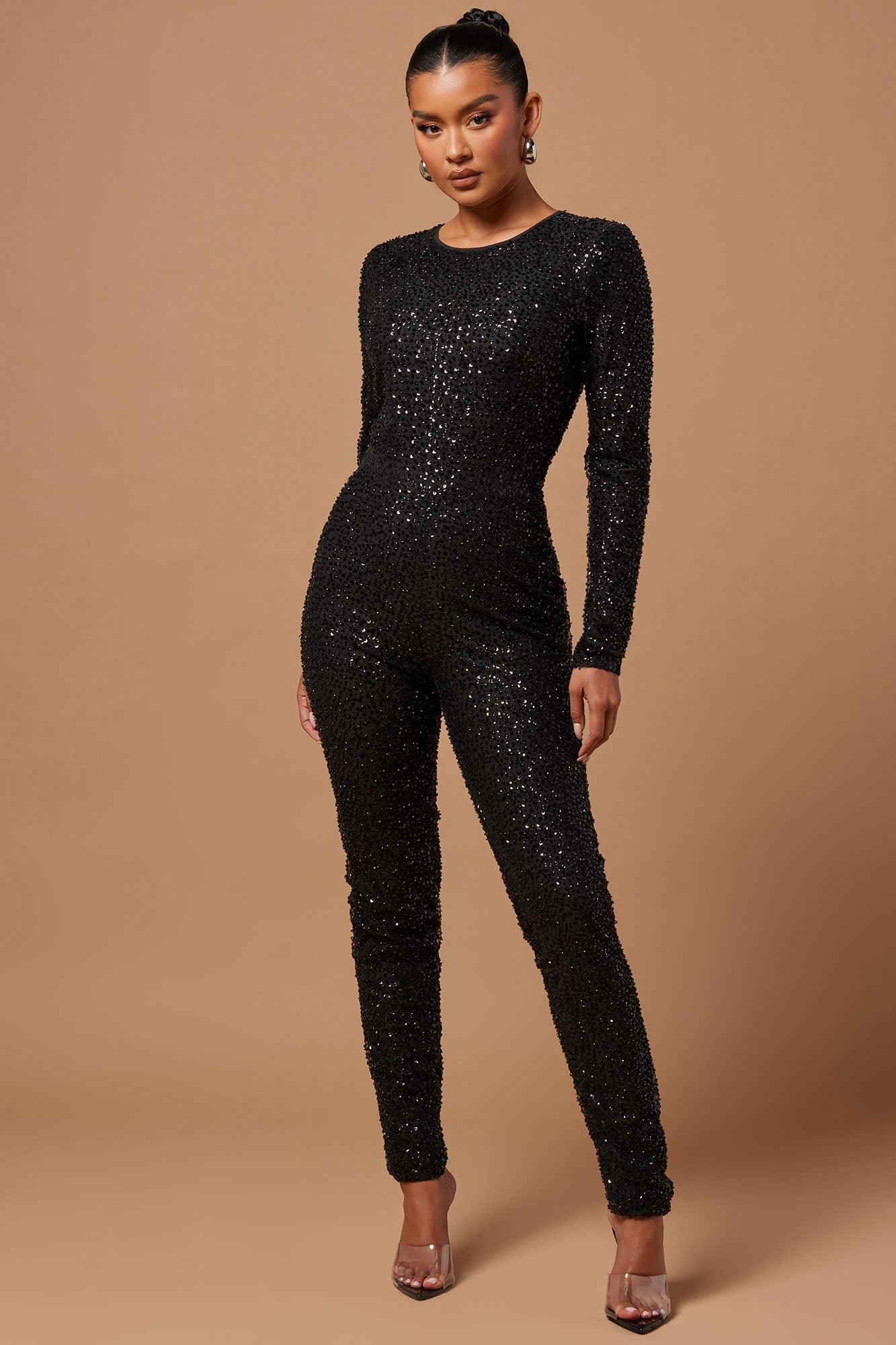 Gabrielle Embellished Jumpsuit - Black Product Image