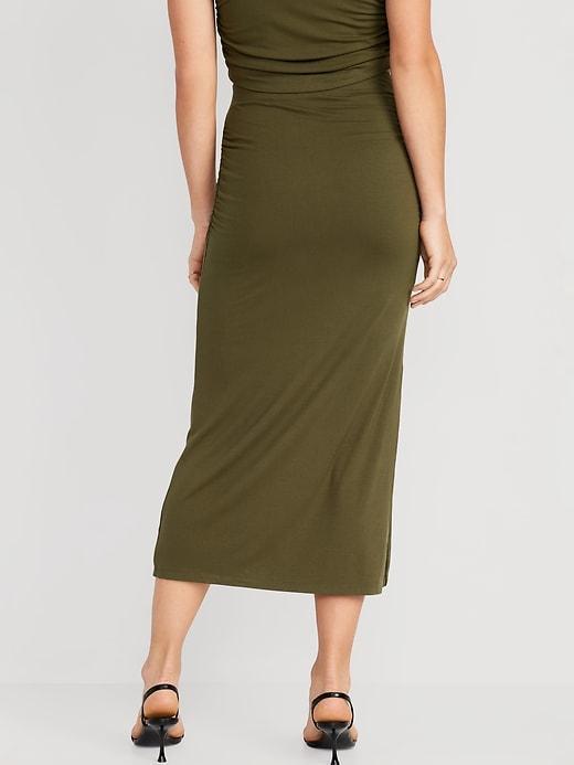 High-Waisted Ruched Maxi Skirt Product Image