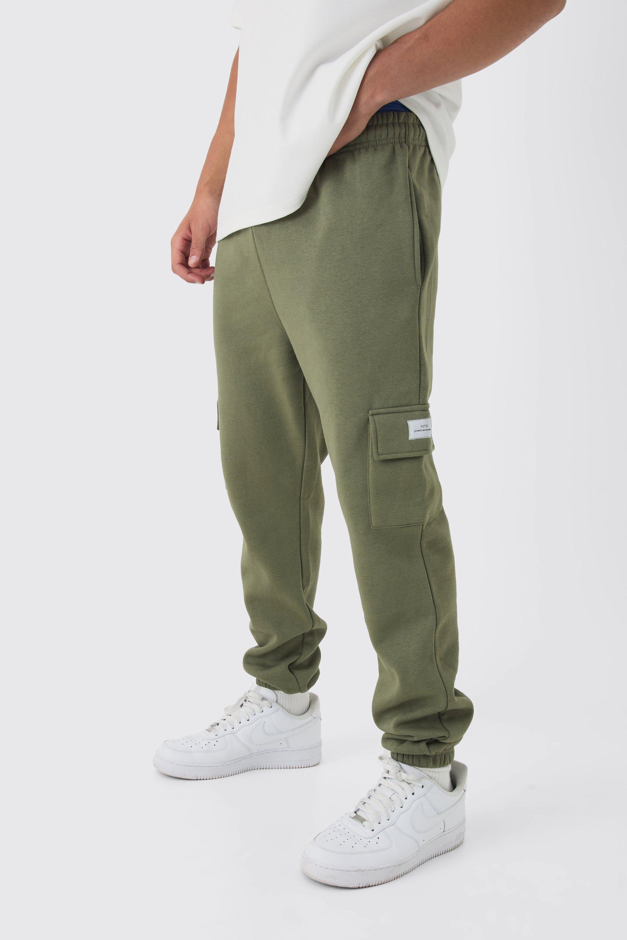 Mens Green Slim Fit Woven Tab Basic Cargo Jogger, Green product image