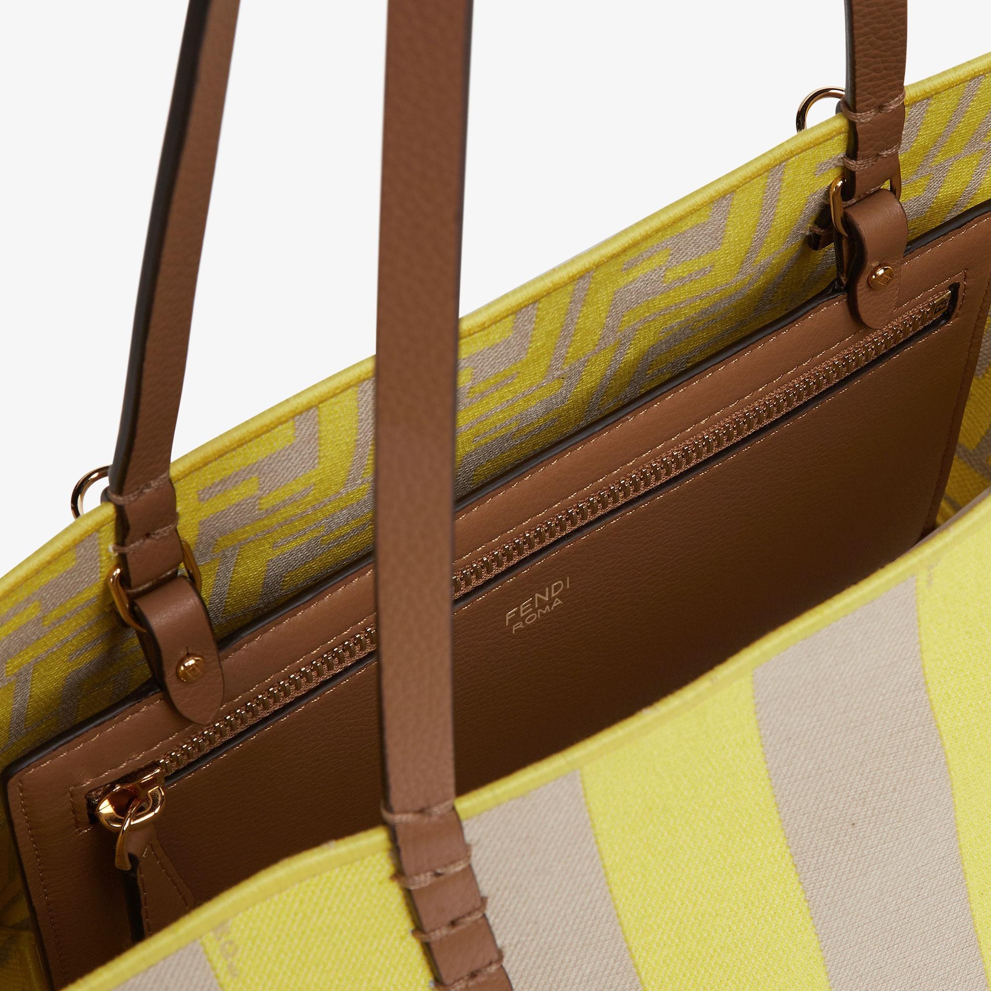 Small RollReversible shopper in Pequin striped and yellow FF fabric Product Image