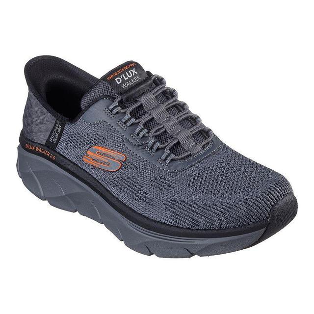 Skechers Hands Free Slip-ins Relaxed Fit DLux Walker 2.0 Rezinate Mens Shoes Grey Orange Product Image