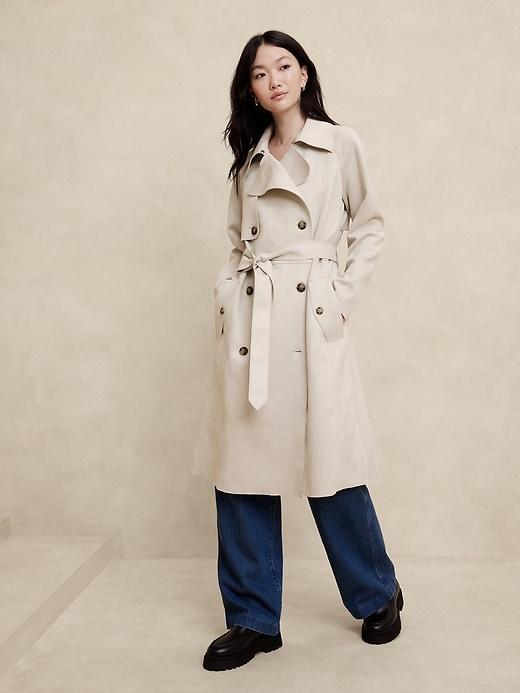 Vegan Suede Trench Coat Product Image