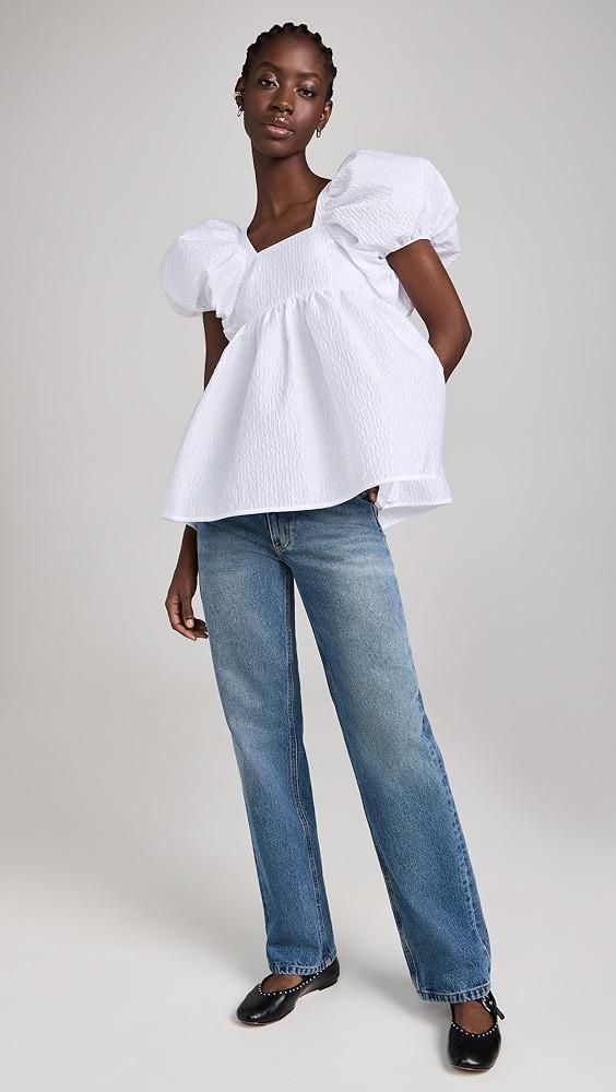 Cecilie Bahnsen Alma Blouse Stria Matelasse White | Shopbop Product Image