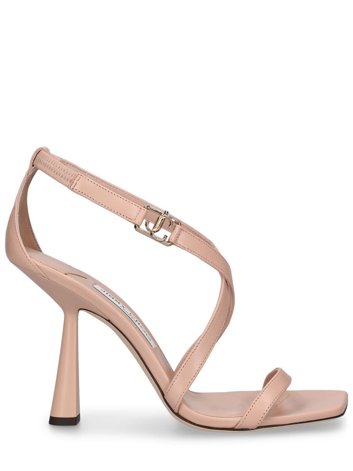 100mm Jessica Leather Sandals In Nude Product Image