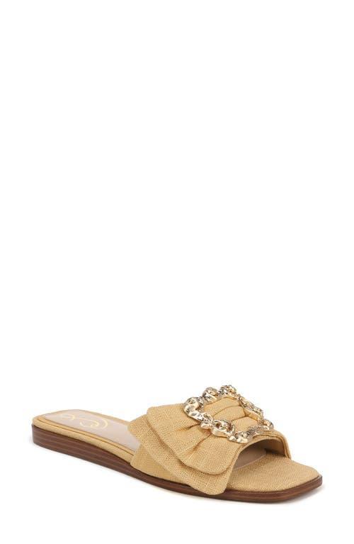 Sam Edelman Ivana Linen Buckle Detail Square Toe Flat Slide Sandals Product Image