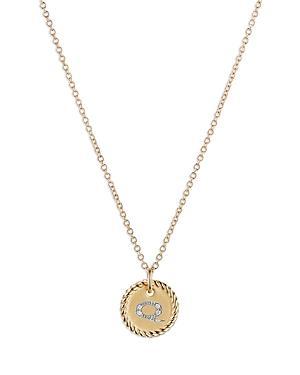 Womens Initial Charm Necklace in 18K Yellow Gold with Pav Diamonds Product Image