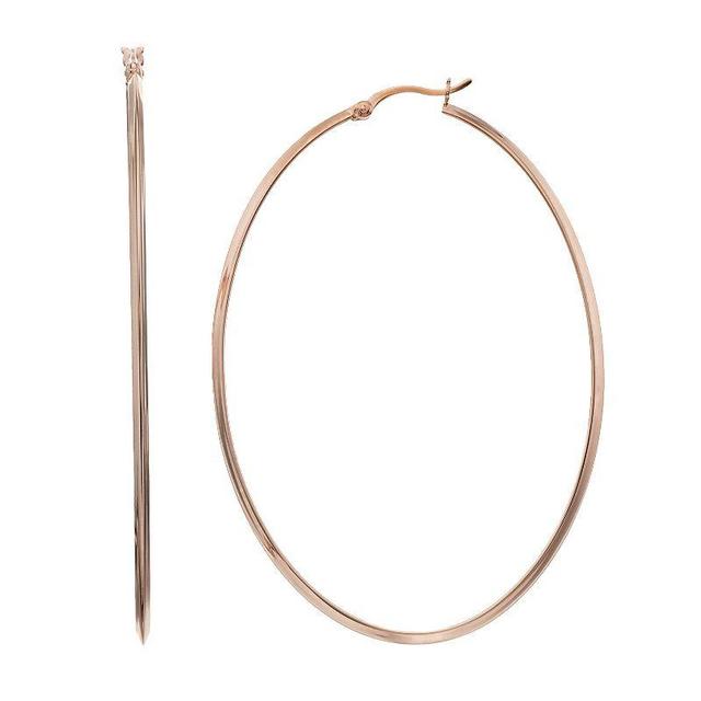 14k Gold Over Silver Oval Hoop Earrings, Womens, 14k Rose Gold Product Image