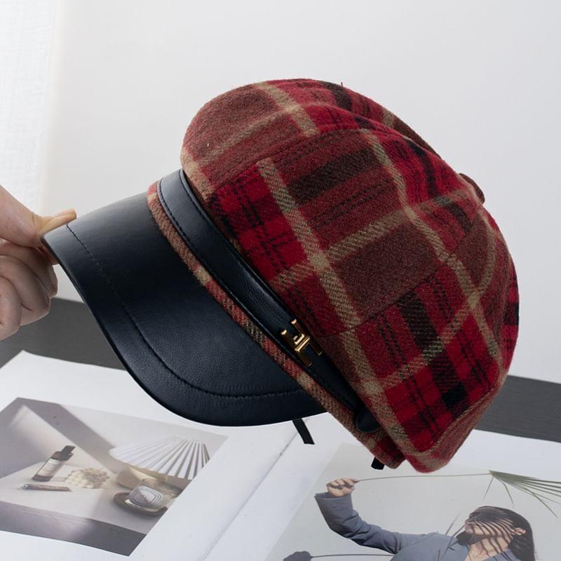 Plaid Wool Blend Newsboy Cap Product Image