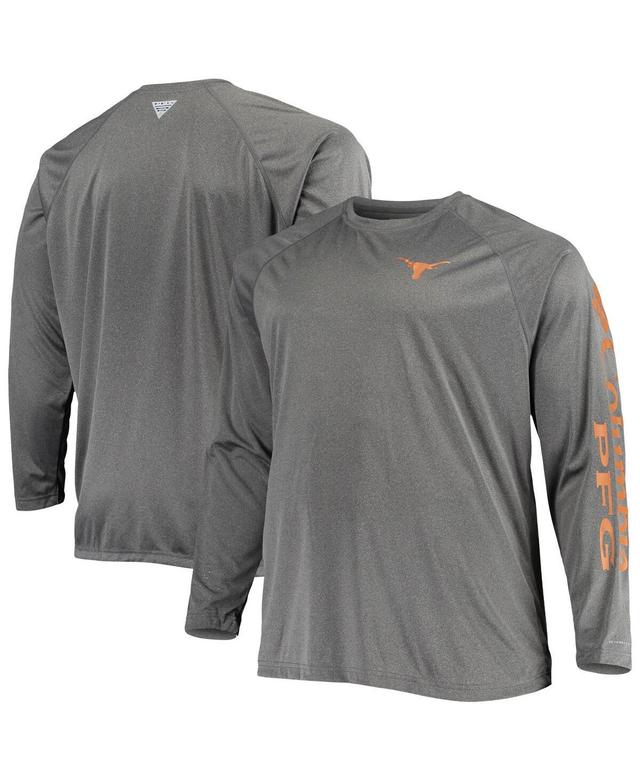 Mens Columbia Charcoal Texas Longhorns Big and Tall Terminal Tackle Omni-Shade Long Sleeve Raglan T-shirt Product Image