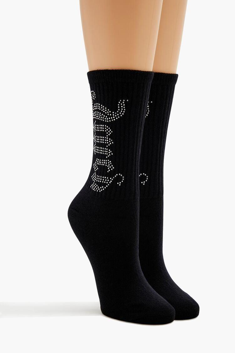 Juicy Couture Rhinestone Crew Socks | Forever 21 Product Image