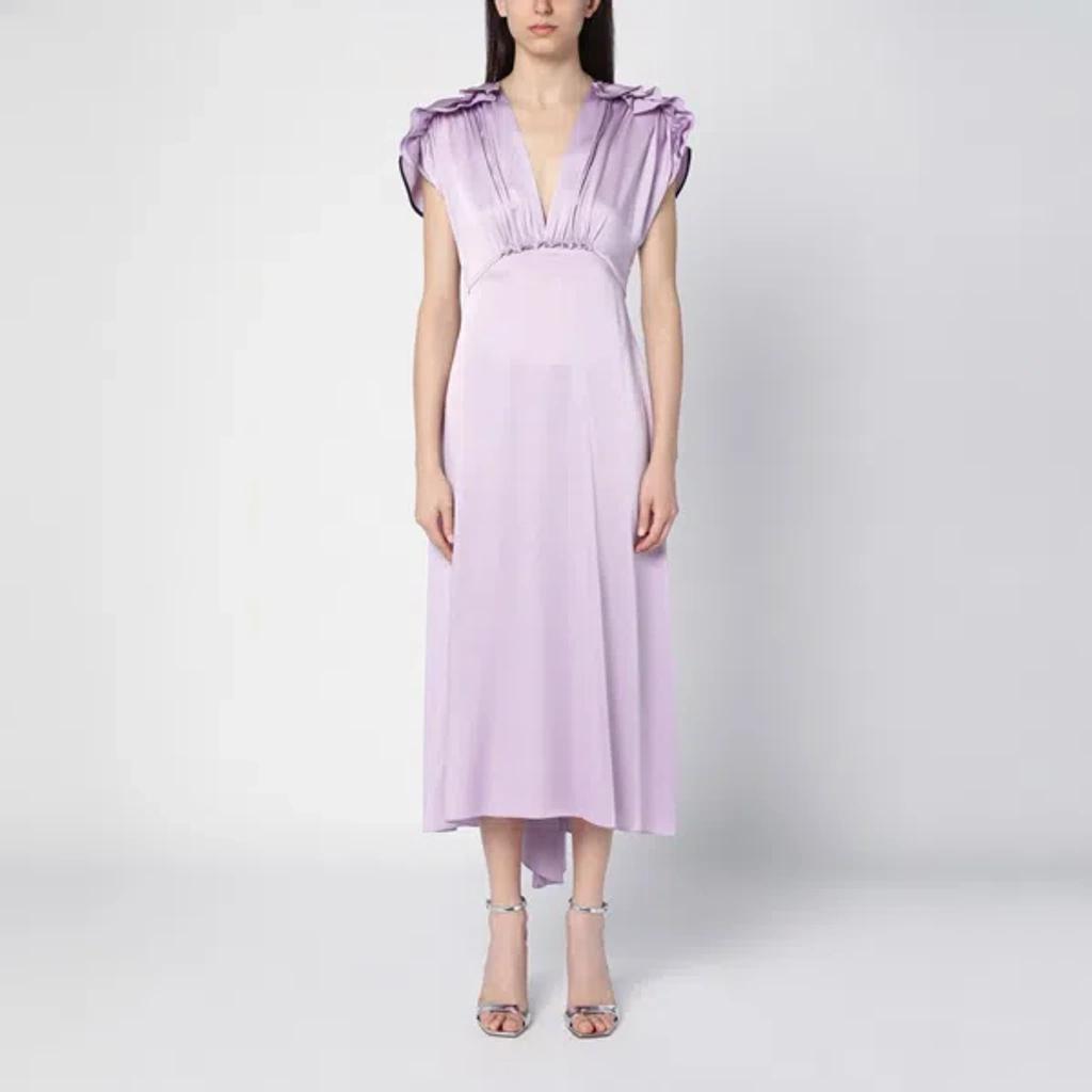 Petunia-coloured Midi Dress With Ruffles In Pink Product Image