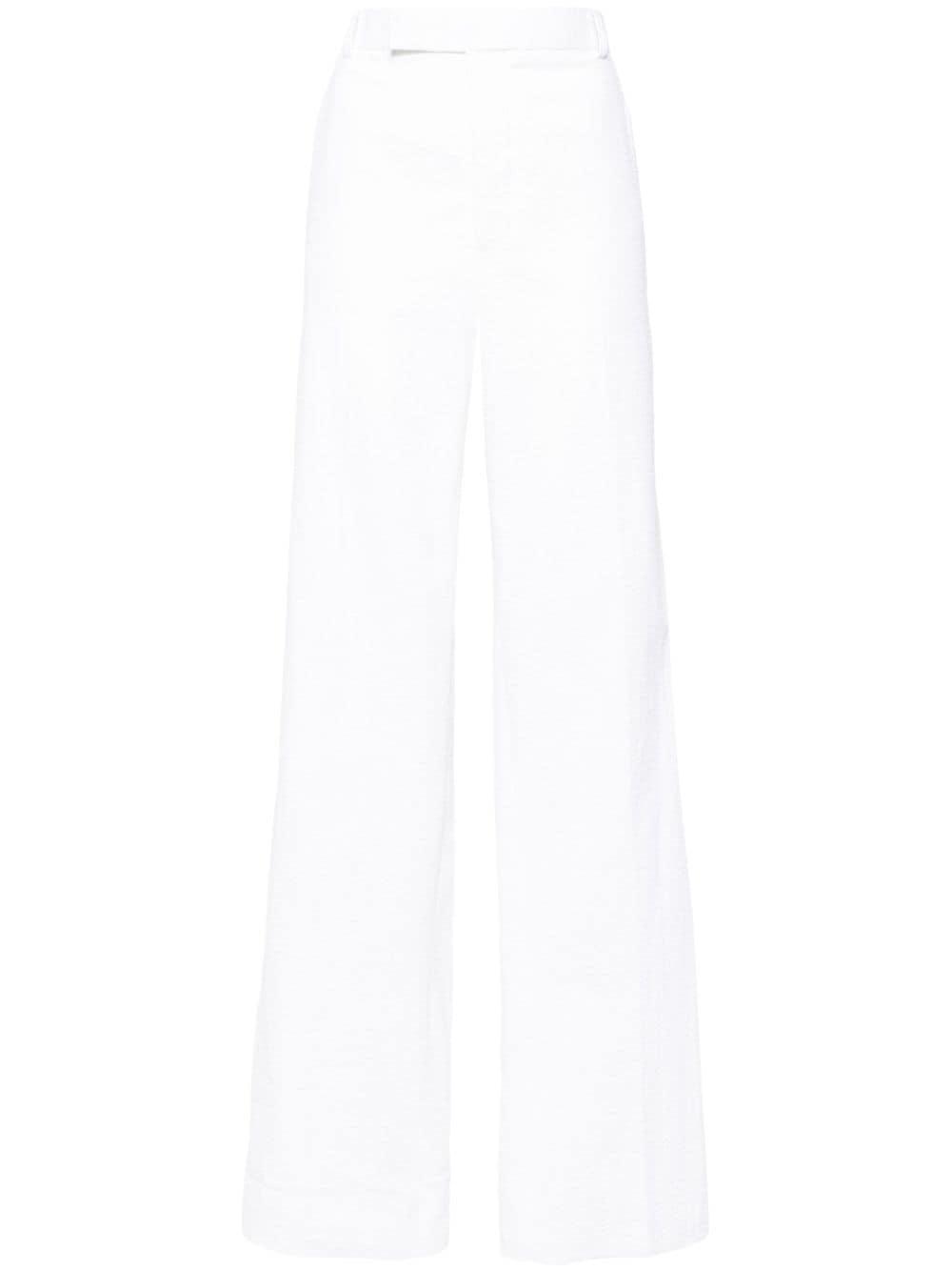 Pressed-crease Cotton Trousers In White Product Image