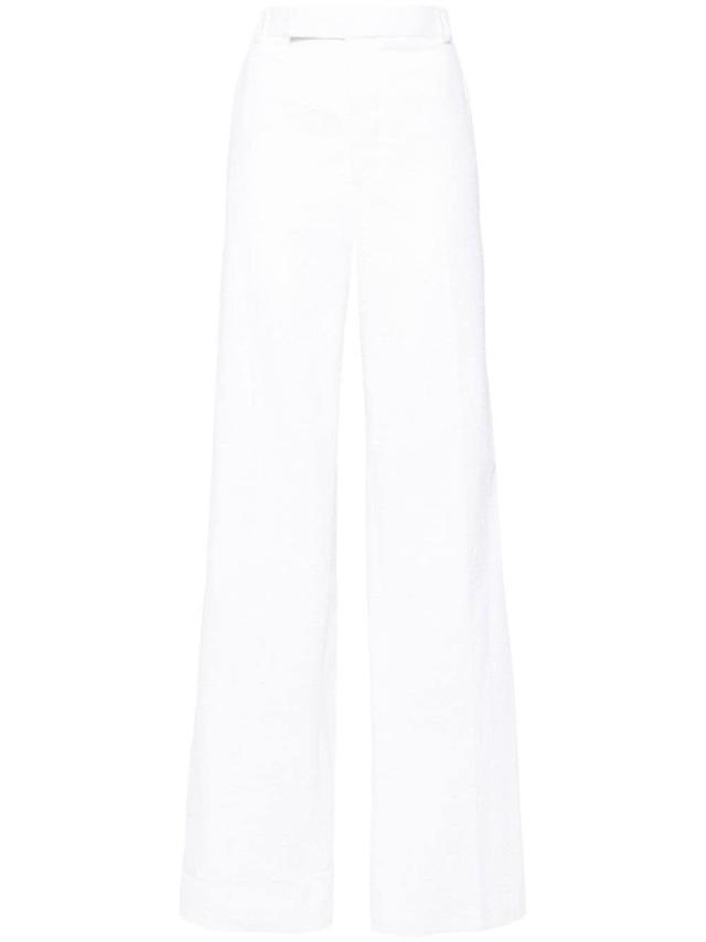 Pressed-crease Cotton Trousers In White Product Image